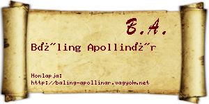 Báling Apollinár névjegykártya